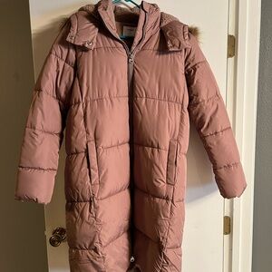Women's Pink Puffer Coat with Hood
